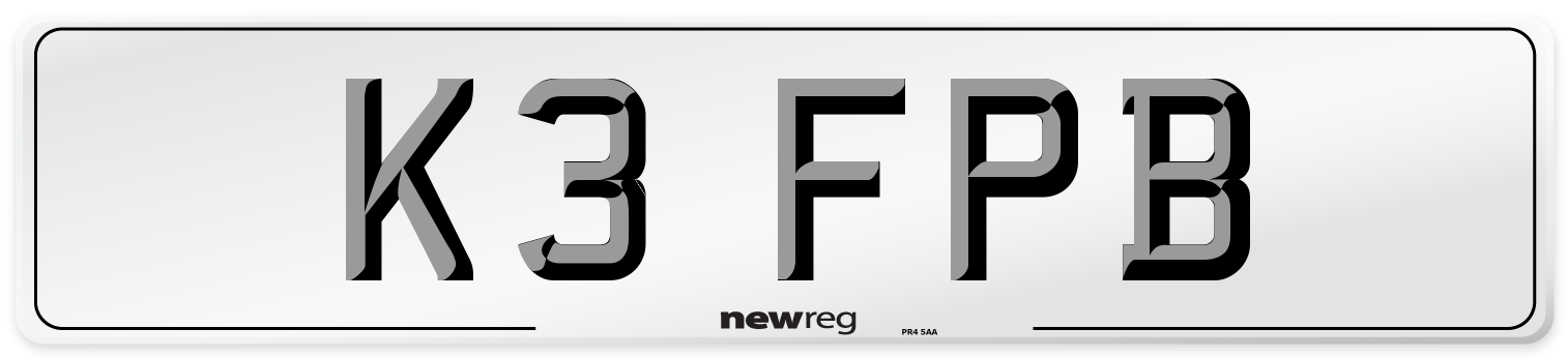 K3 FPB Number Plate from New Reg